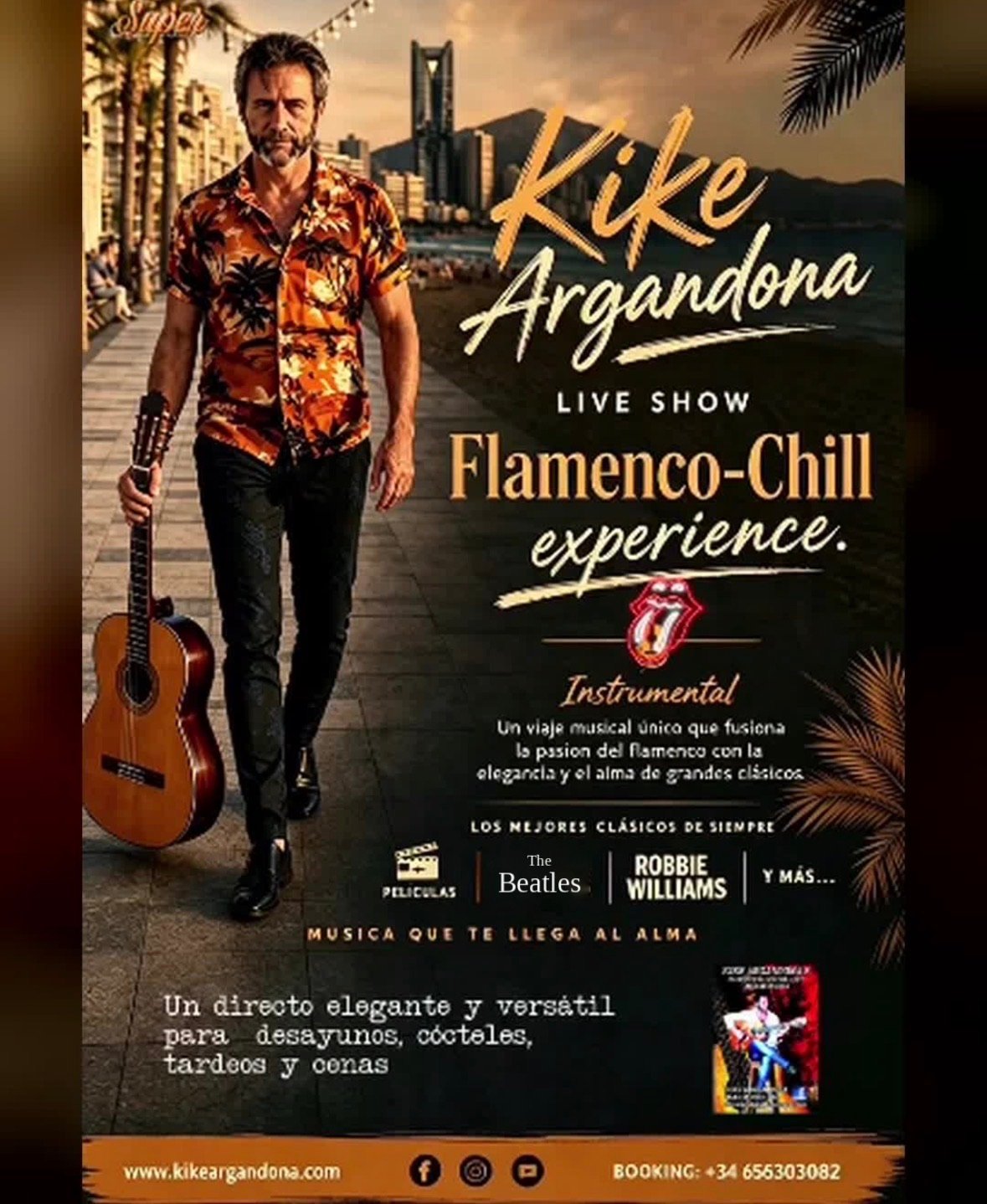 Cartel del show Flamenco-Chill Experience en el paseo de Benidorm