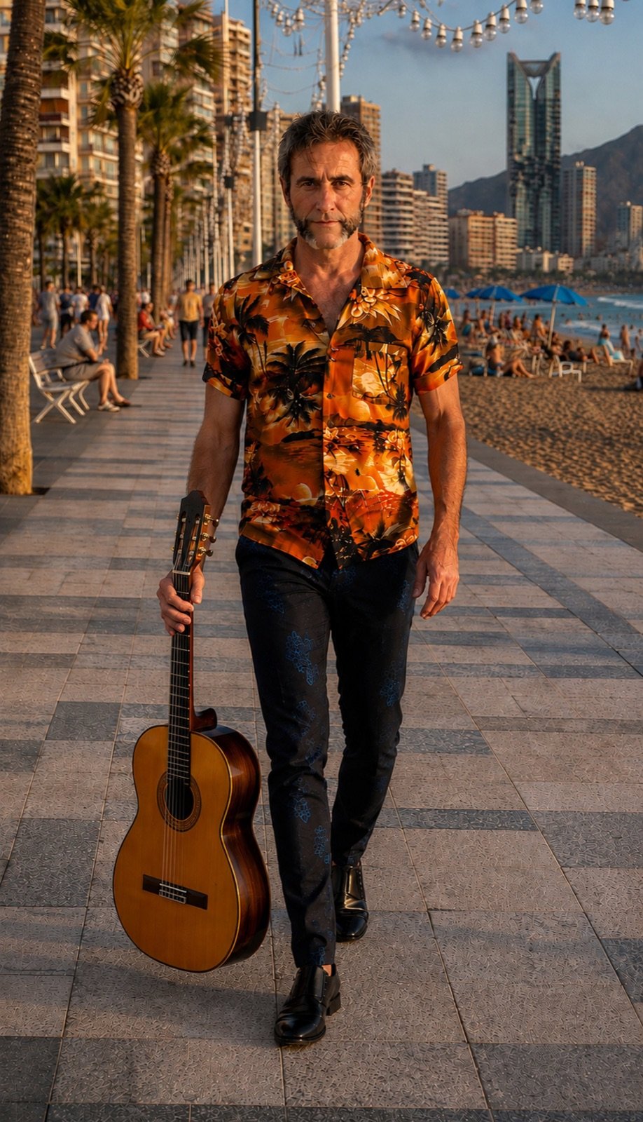 Kike en el paseo de Levante de Benidorm